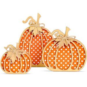 Fall Pumpkin Decor Thanksgiving Wooden Pumpkin Autumn Decorations Home Table Tie